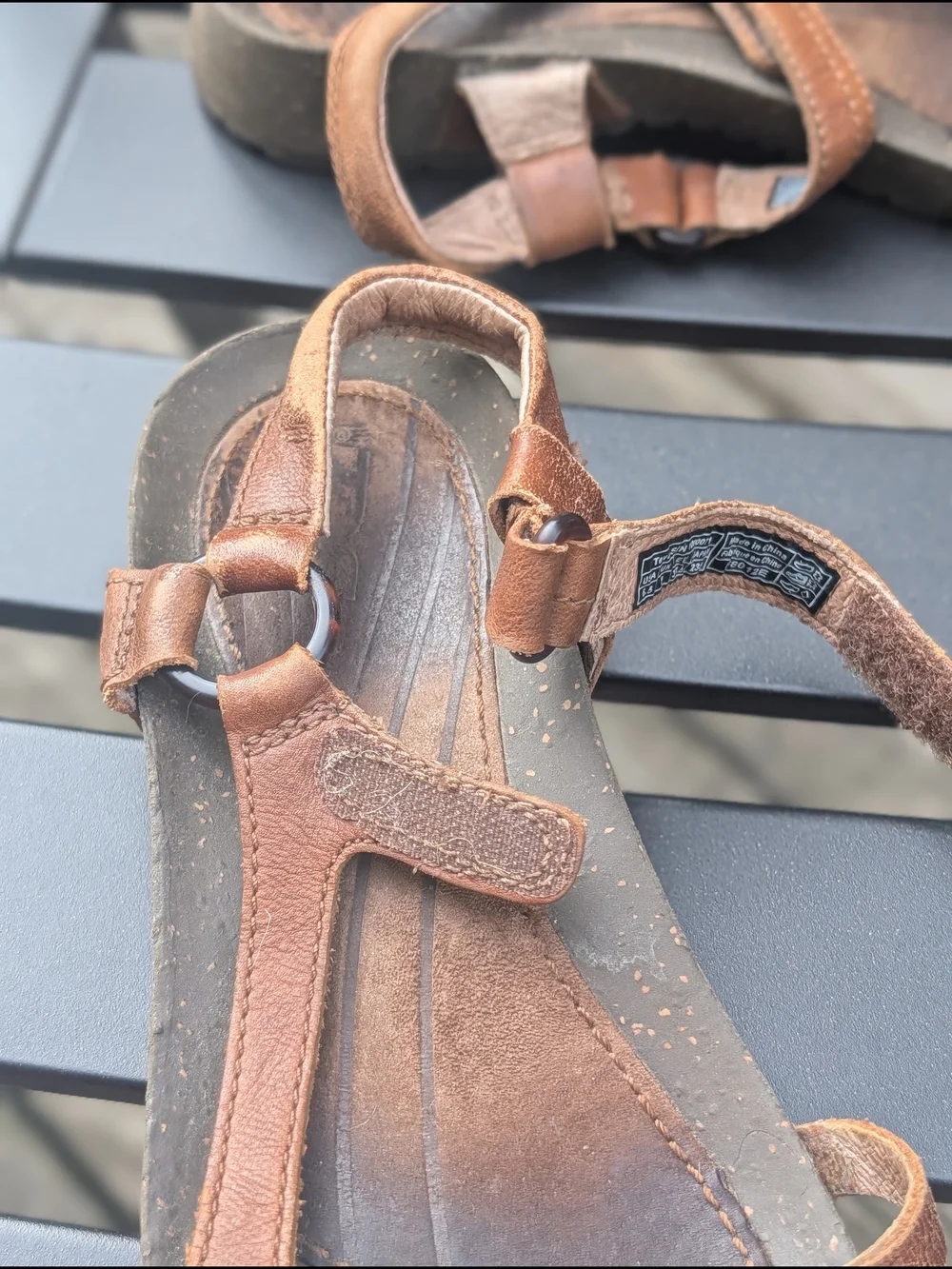 Teva Brown Leather T-Strap Comfort Sandals